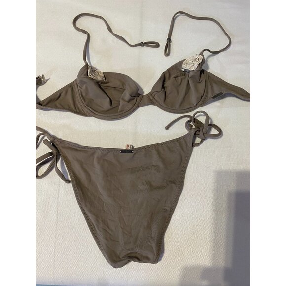 KENZO Tan Nude Two Piece Bikini Set Top Sz 34C + Bottom Sz 12 Bathing Suit - Picture 15 of 16